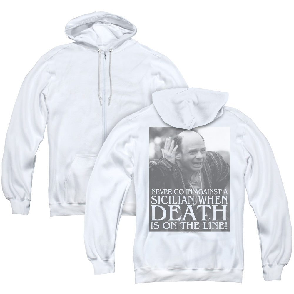 Princess Bride/sicilian (back Print) - Adult Zipper Hoodie-white