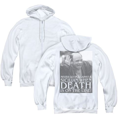 Princess Bride/sicilian (back Print) - Adult Zipper Hoodie-white