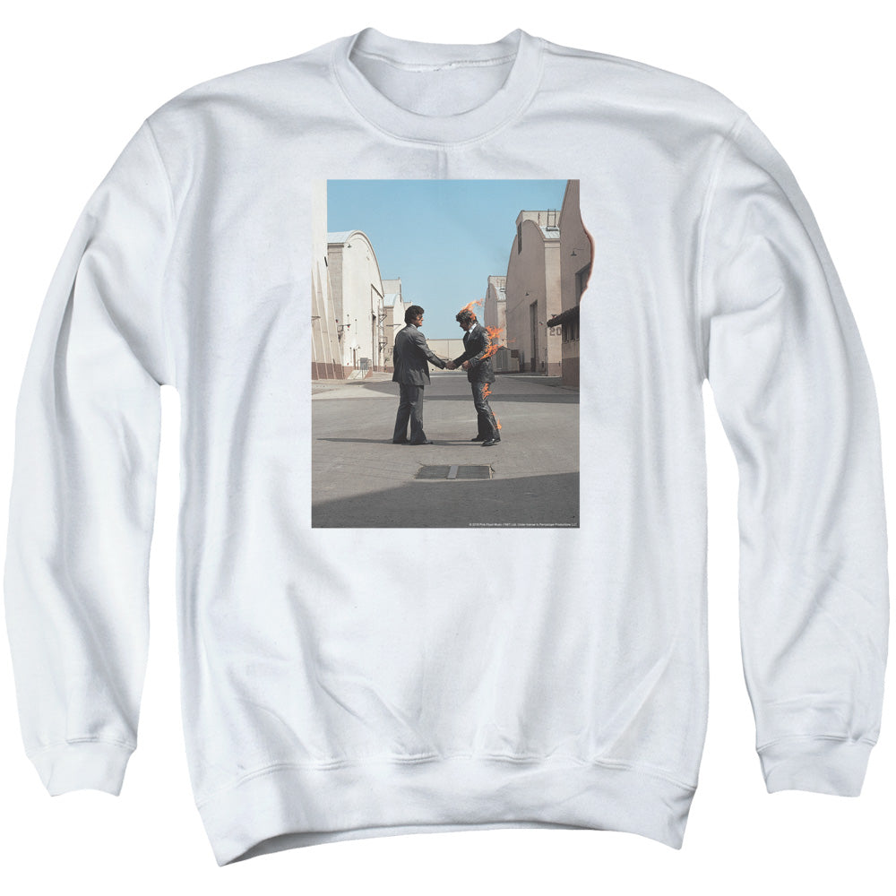 Pink Floyd/wish You Were Here-adult Crewneck Sweatshirt-white