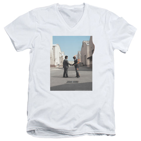 Pink Floyd/wish You Were Here-s/s Adult V-neck 30/1-white