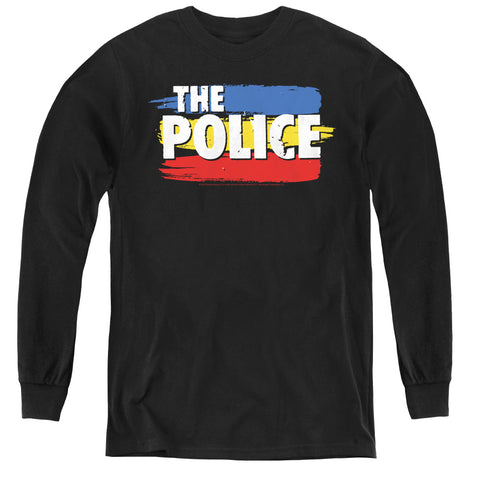 The Police/three Stripes Logo-youth Long Sleeve Tee-black