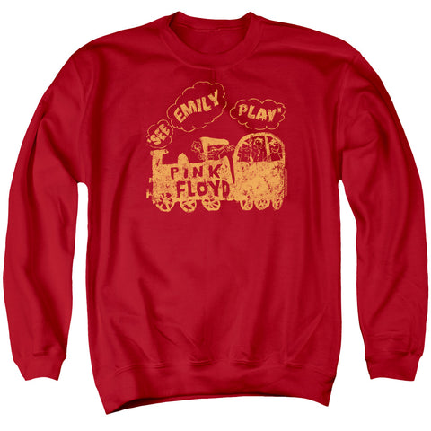 Pink Floyd/see Emily Play-adult Crewneck Sweatshirt-red