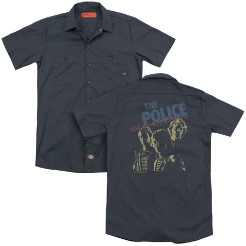 The Police/japanese Poster (back Print) - Adult Work Shirt - Charcoal