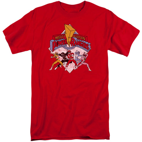 Power Rangers/retro Rangers-s/s Adult Tall-red