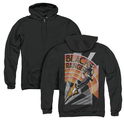 Power Rangers/black Ranger Deco (back Print) - Adult Zipper Hoodie-black