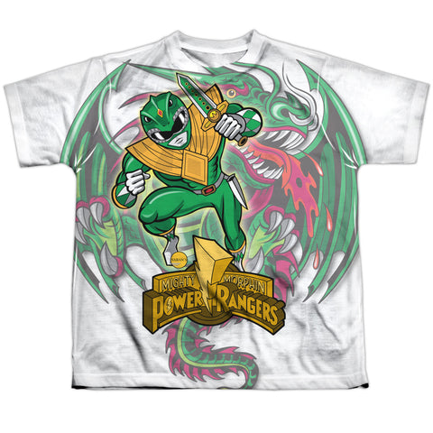 Power Rangers/dragon Power-s/s Youth Poly Crew-white