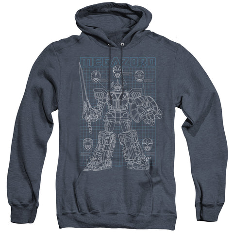 Power Rangers/mega Plans-adult Heather Hoodie-navy