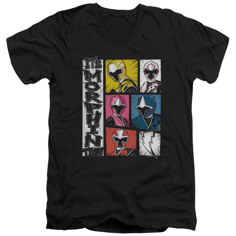 Power Rangers/its Morphin Time-s/s Adult V-neck 30/1-black
