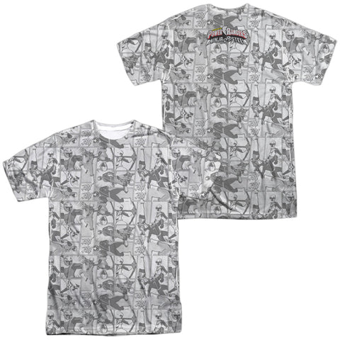 Power Rangers/helmets (front/back Print)-s/s Adult Poly Crew-white