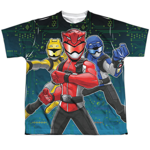 Power Rangers/battle Stance-s/s Youth Poly Crew-white