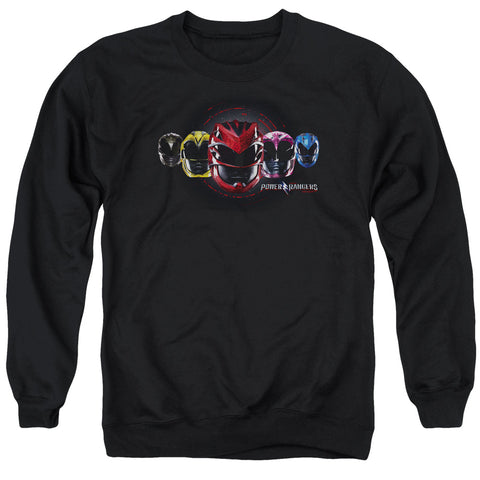 Power Rangers/head Group-adult Crewneck Sweatshirt-black