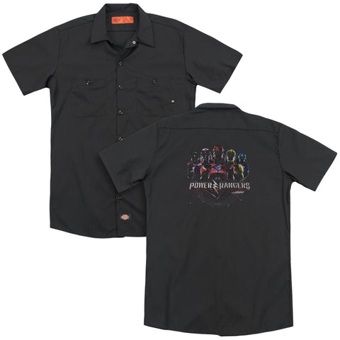Power Rangers/ranger Circuitry (back Print) - Adult Work Shirt - Black