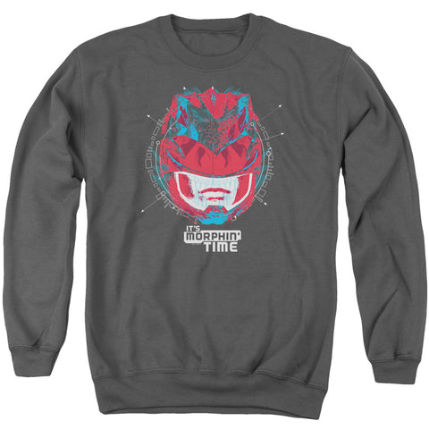 Power Rangers/its Morphin Time-adult Crewneck Sweatshirt-charcoal