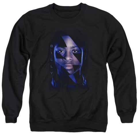Power Rangers/billy Bolt-adult Crewneck Sweatshirt-black
