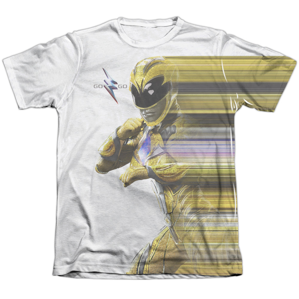 Power Rangers/yellow Streak-adult Poly/cotton S/s Tee-white