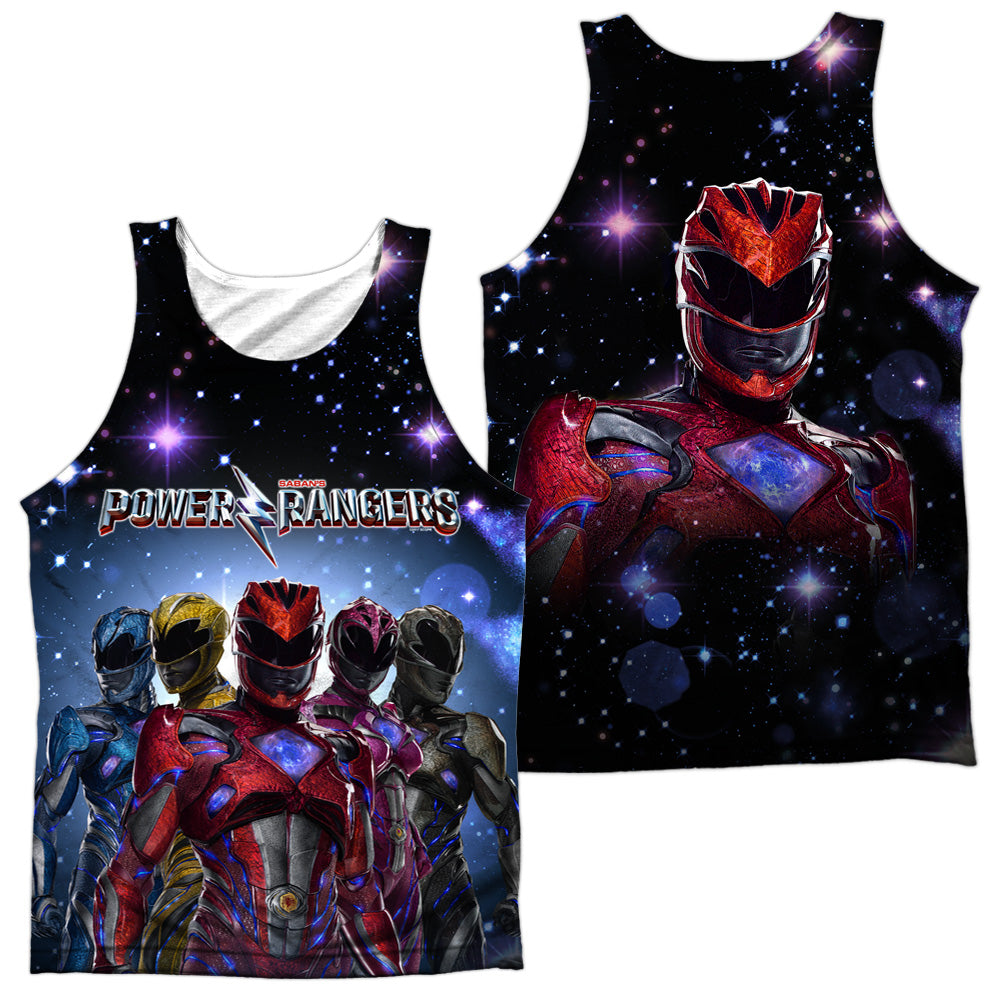 Power Rangers/power Surge (front/back Print)-adult Poly Tank Top-white