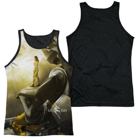 Power Rangers/yellow Zord Poster-adult Poly Tank Top Black Back-white