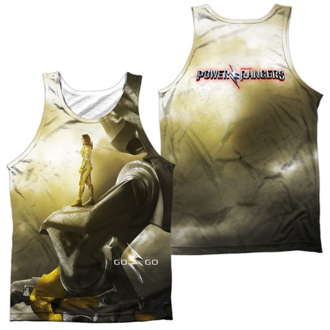 Power Rangers/yellow Zord Poster (front/back Print)-adult Poly Tank Top-white