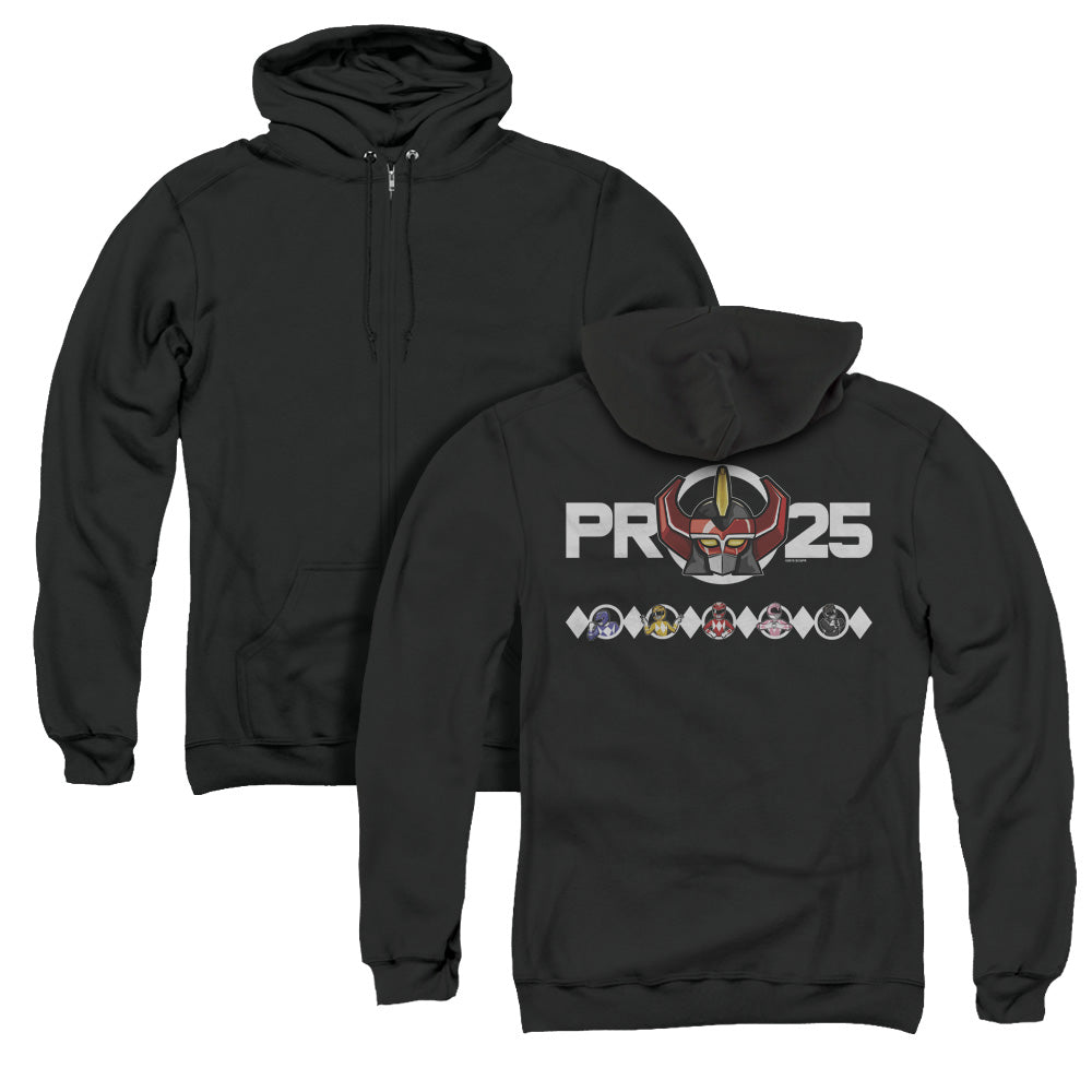 Power Rangers/megazord 25 (back Print) - Adult Zipper Hoodie-black