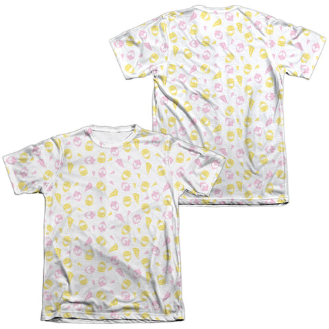 Power Rangers/grl Pwr (front/back Print)-adult Poly/cotton S/s Tee-white