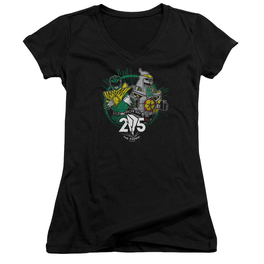 Power Rangers/green 25-junior V-neck-black