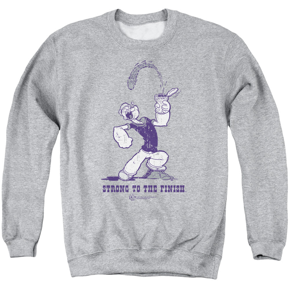 Popeye/strong To The Finish - Adult Crewneck Sweatshirt - Athletic Heather