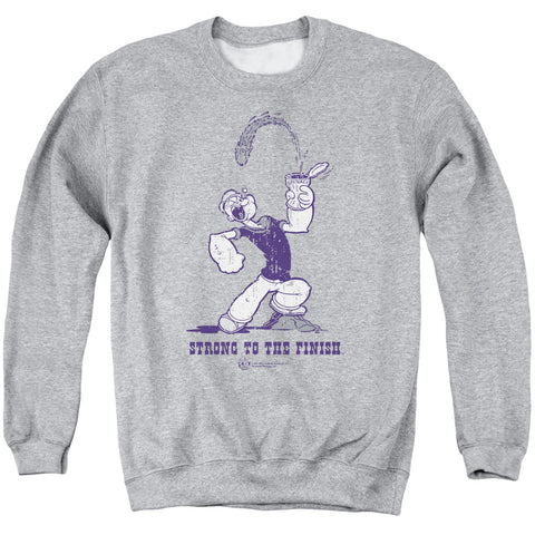 Popeye/strong To The Finish - Adult Crewneck Sweatshirt - Athletic Heather