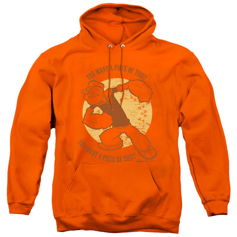 Popeye/you Want A Piece Of This - Adult Pull-over Hoodie - Orange