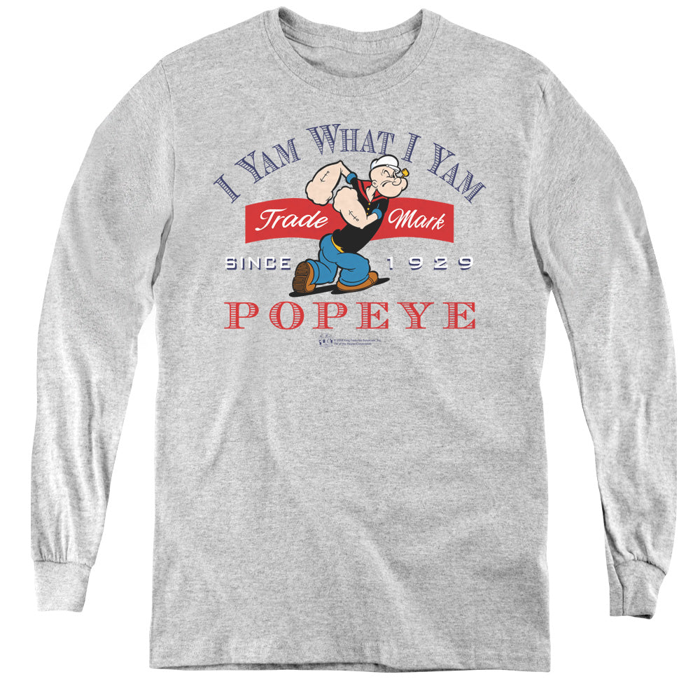 Popeye/i Yam What I Yam - Youth Long Sleeve Tee - Athletic Heather