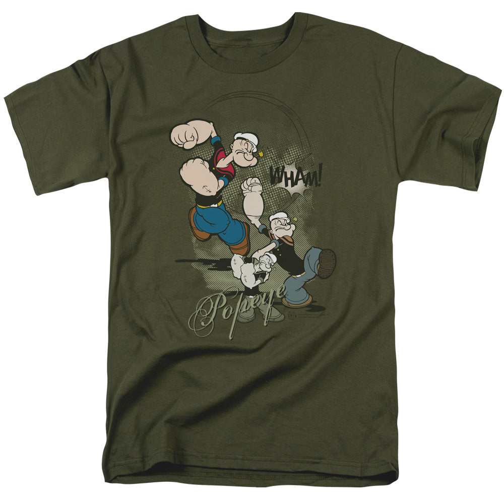 Popeye/three Part Punch - S/s Adult 18/1 - Military Green