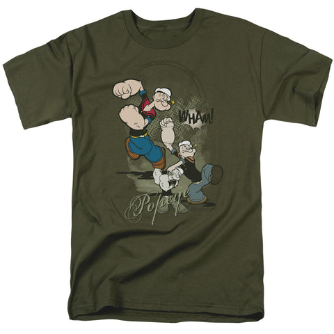 Popeye/three Part Punch - S/s Adult 18/1 - Military Green