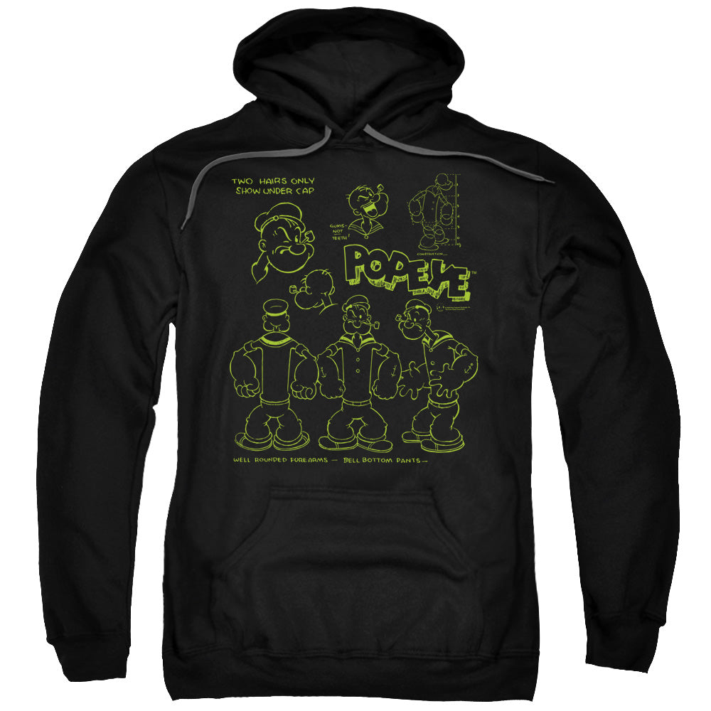 Popeye/we Can Rebuild Him-adult Pull-over Hoodie-black