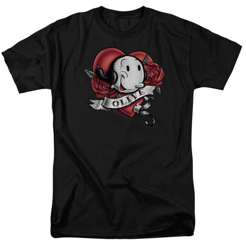 Popeye/olive Tattoo - S/s Adult 18/1 - Black