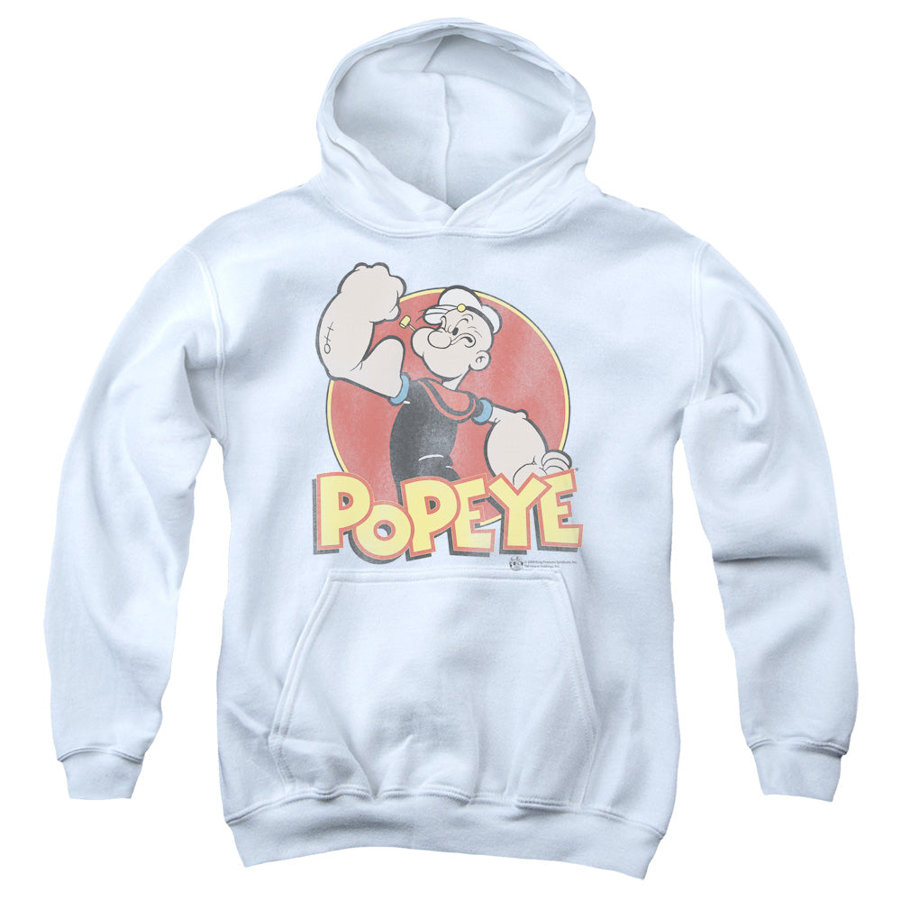 Popeye/retro Ring-youth Pull-over Hoodie-white