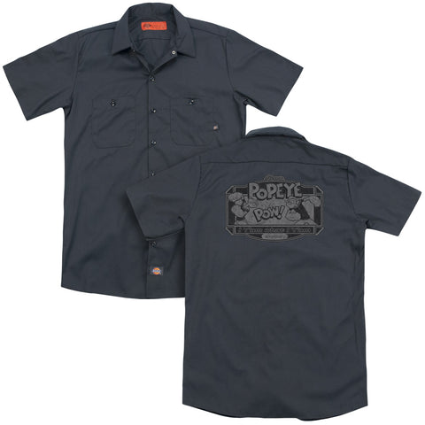 Popeye/classic Popeye(back Print) - Adult Work Shirt - Charcoal