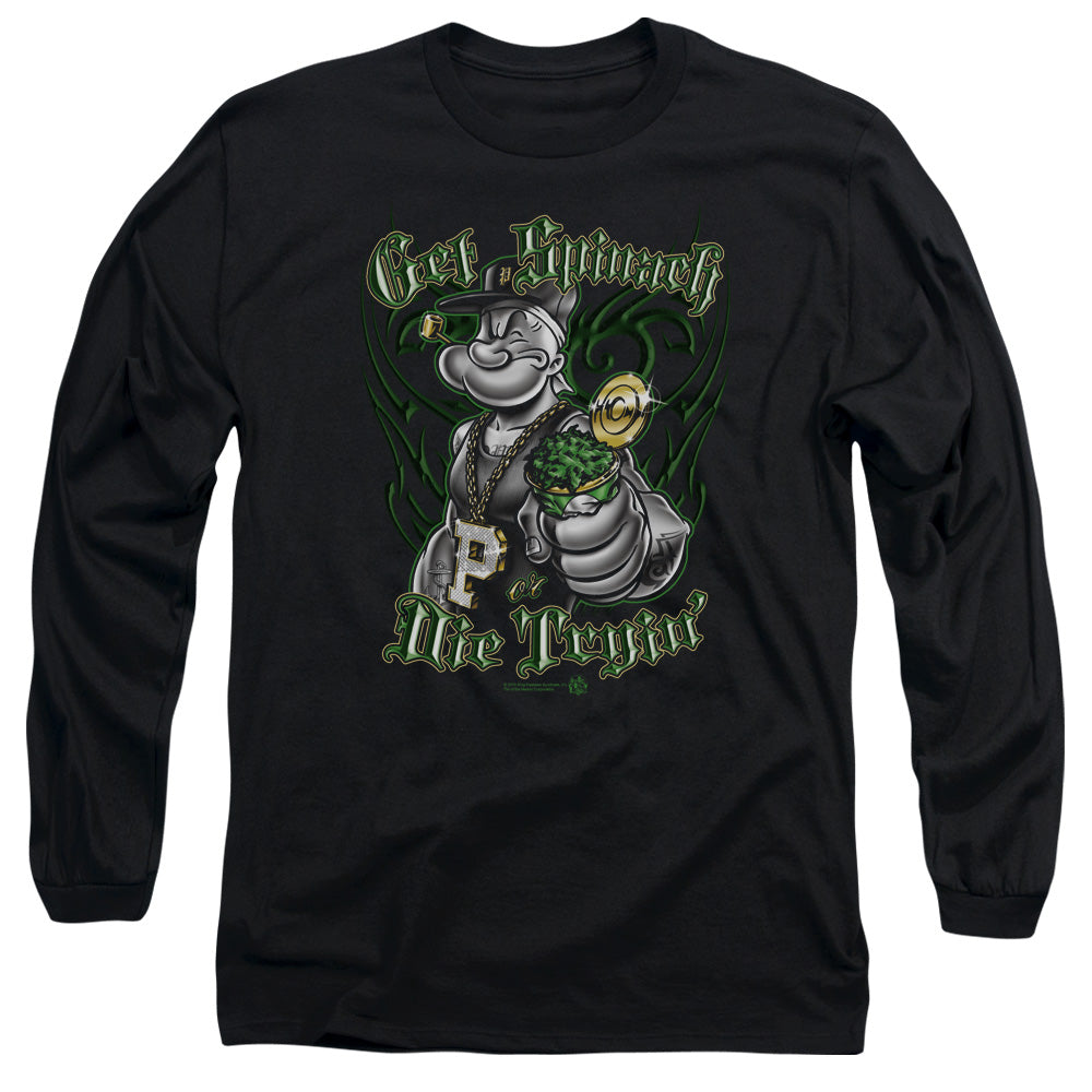 Popeye/get Spinach - L/s Adult 18/1 - Black