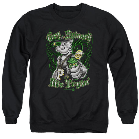 Popeye/get Spinach - Adult Crewneck Sweatshirt - Black