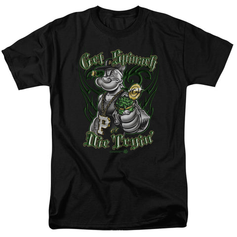 Popeye/get Spinach - S/s Adult 18/1 - Black
