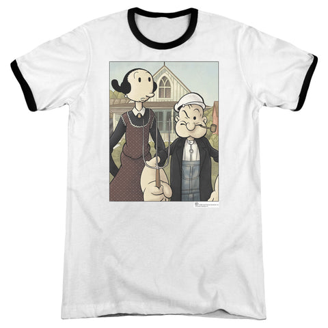 Popeye/popeye Gothic - Adult Ringer - White/black