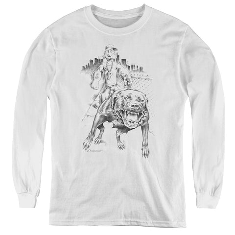 Popeye/walking The Dog - Youth Long Sleeve Tee - White