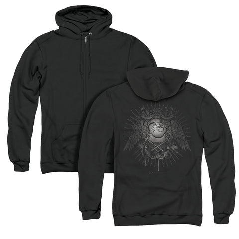 Popeye/sailor Heraldry (back Print) - Adult Zipper Hoodie - Black