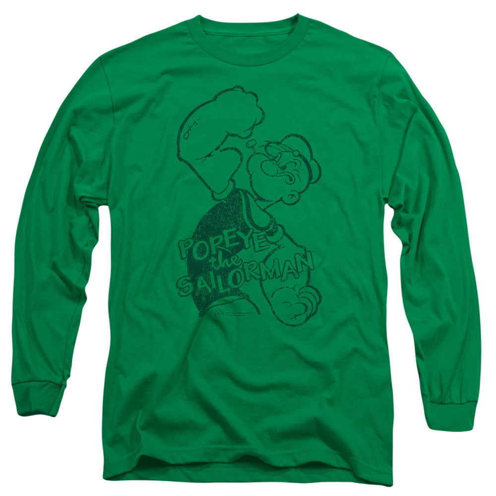 Popeye/spinach Strong - L/s Adult 18/1 - Kelly Green
