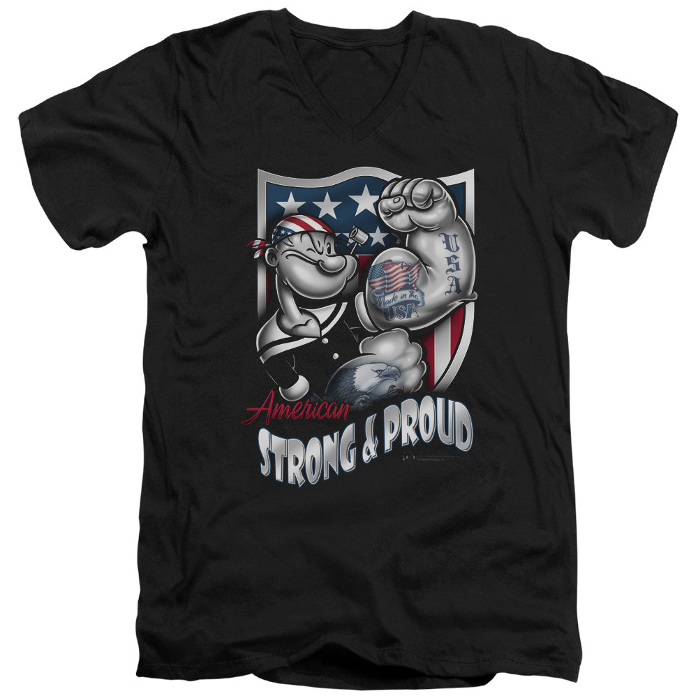 Popeye/strong & Proud - S/s Adult V-neck - Black