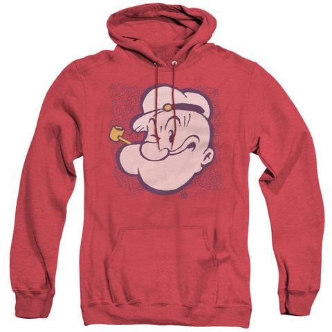Popeye/head - Adult Heather Hoodie - Red