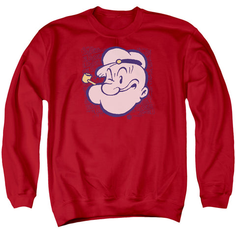 Popeye/head - Adult Crewneck Sweatshirt - Red