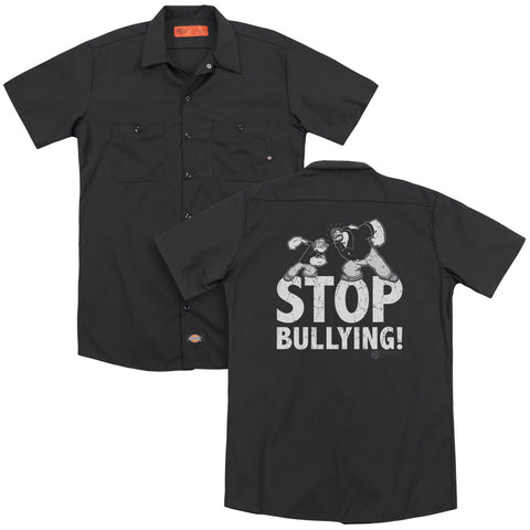 Popeye/stop Bullying (back Print) - Adult Work Shirt - Black