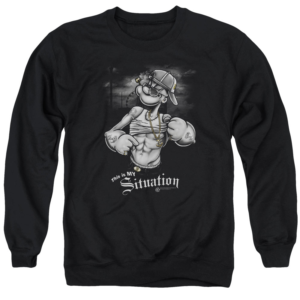 Popeye/situation - Adult Crewneck Sweatshirt - Black