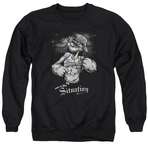 Popeye/situation - Adult Crewneck Sweatshirt - Black