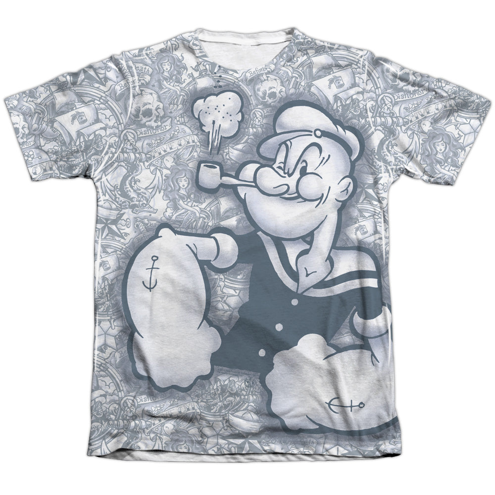 Popeye/tattooed Sailor - Adult 65/35 Poly/cotton S/s Tee - White