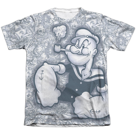 Popeye/tattooed Sailor - Adult 65/35 Poly/cotton S/s Tee - White